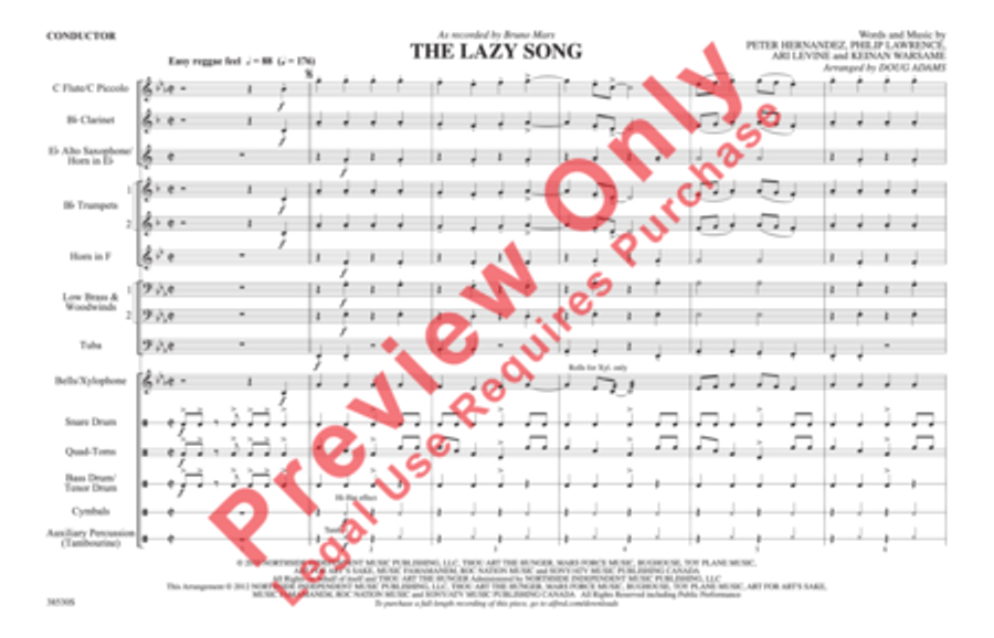 The Lazy Song The Lazy Song Marching Band scores gallery preview page 2