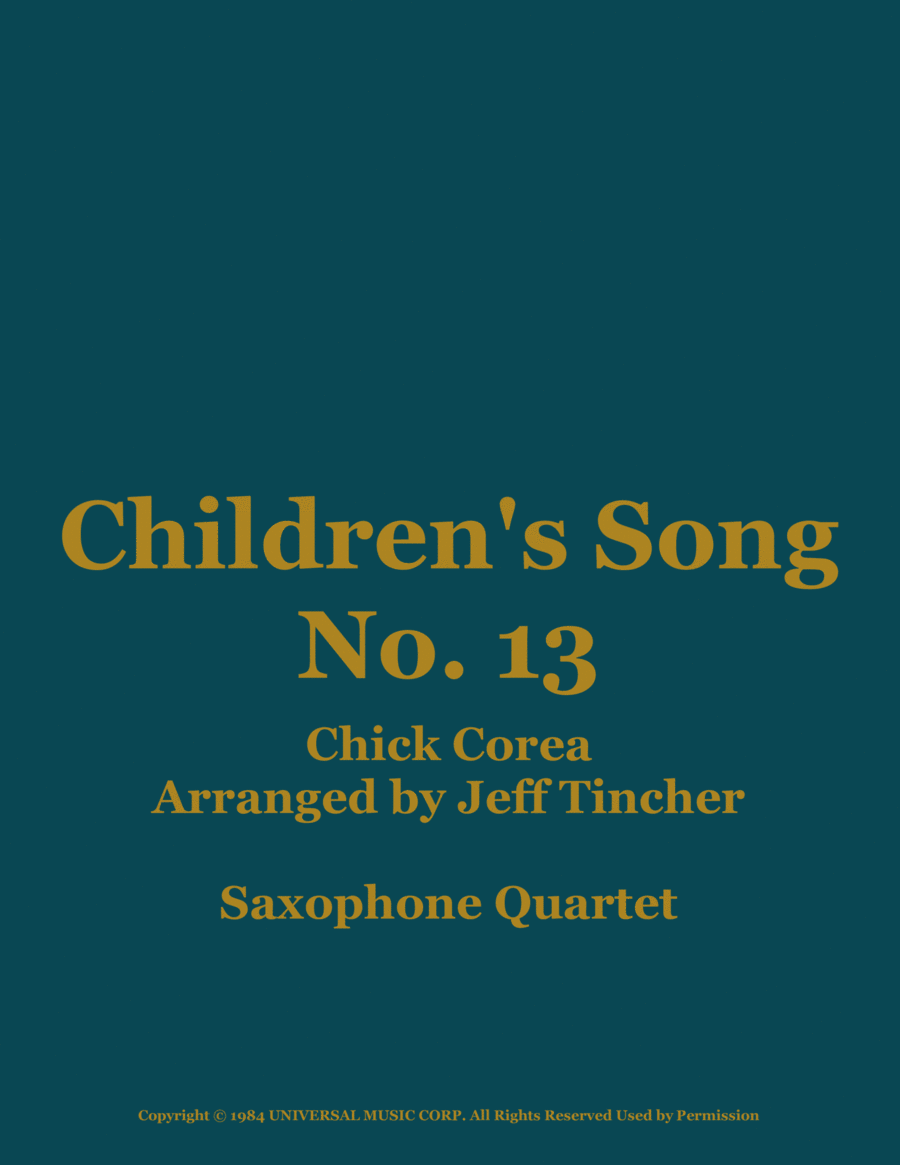 Children's Song No. 13 Woodwind Quartet scores gallery preview page 1