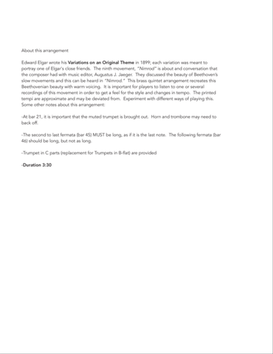 Nimrod for Brass Quintet Brass Quintet scores gallery preview page 2