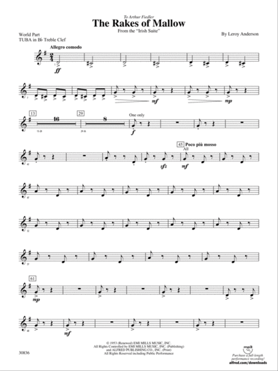 The Rakes of Mallow (from the Irish Suite): (World Part) B-flat Tuba T.C. Concert Band scores gallery preview page 1