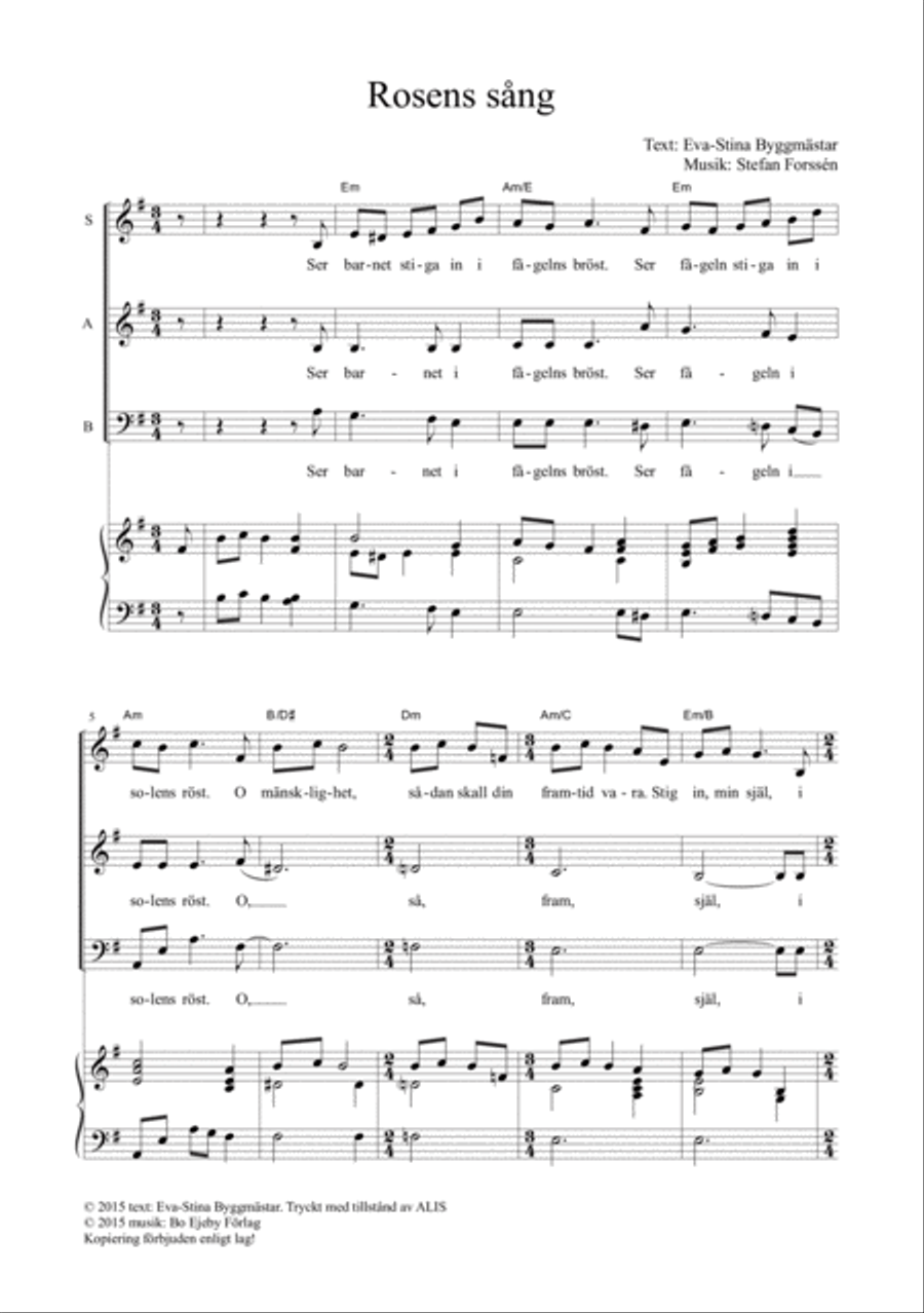 Rosens sång 3-Part scores gallery preview page 2