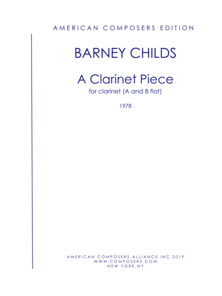 [Childs] A Clarinet Piece