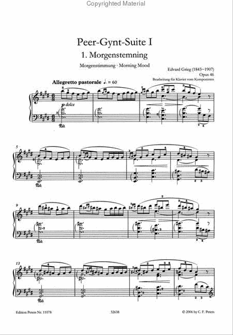 Peer Gynt Suite No. 1 Op. 46 (Arranged for Piano by the Composer)