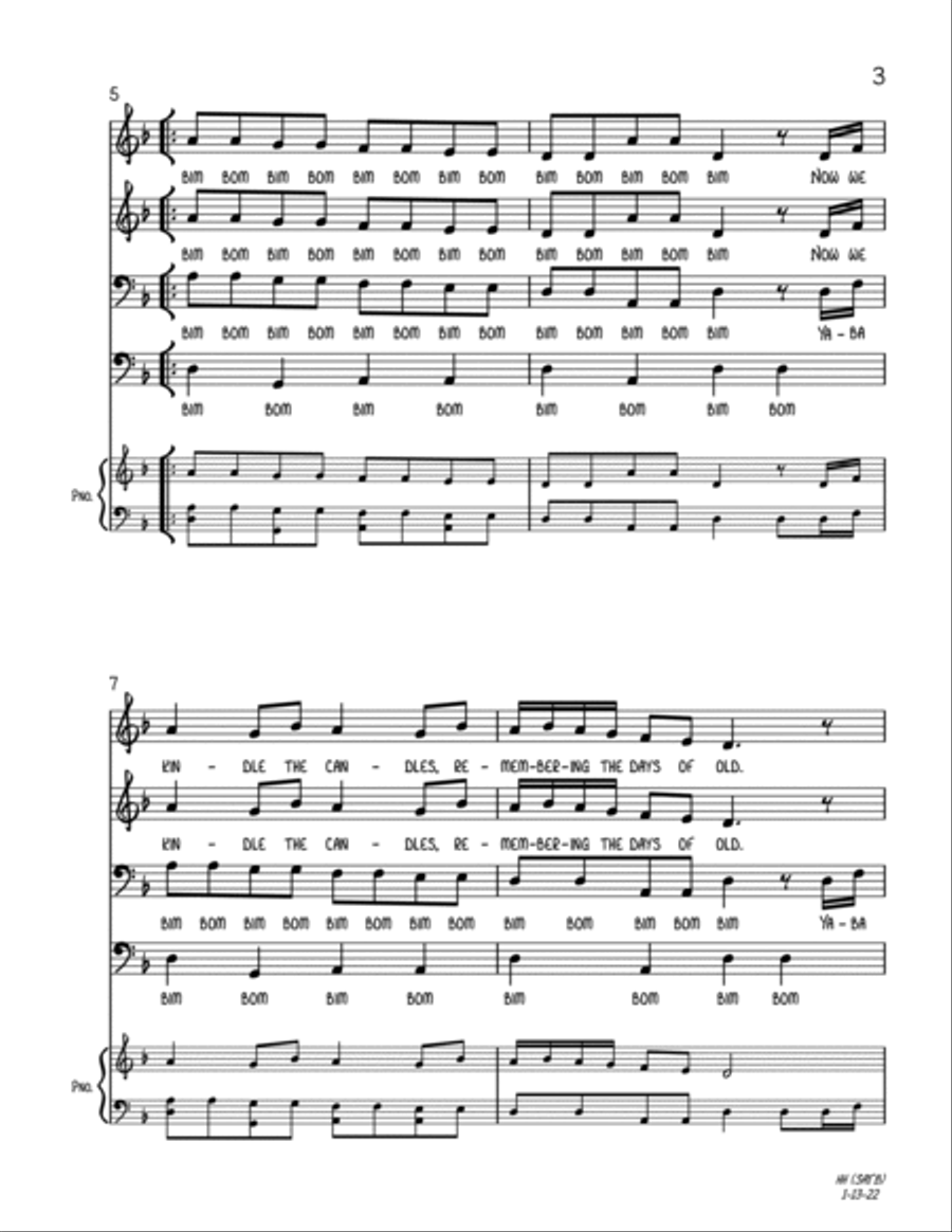 Hanerot Halalu (SATB A Cappella) 4-Part scores gallery preview page 3