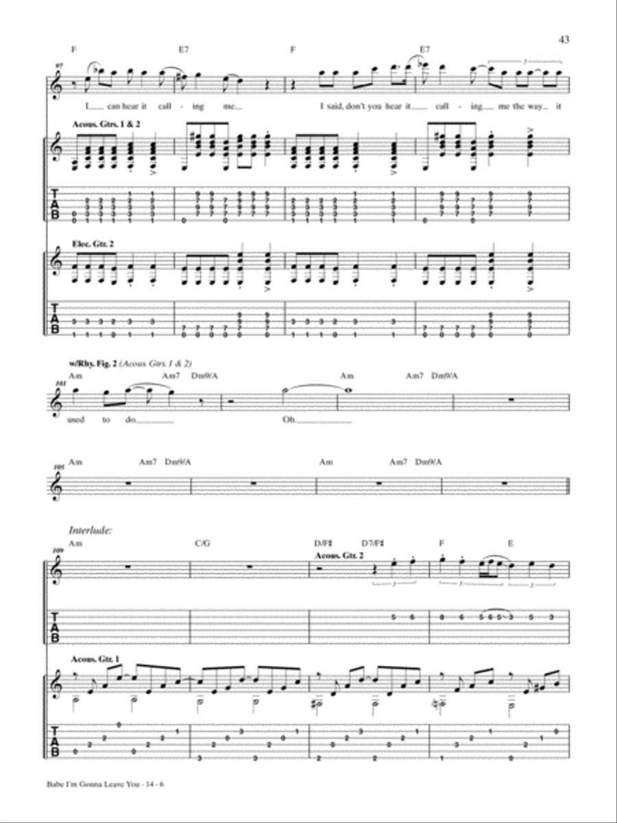 Babe I'm Gonna Leave You Guitar Tablature scores gallery preview page 6