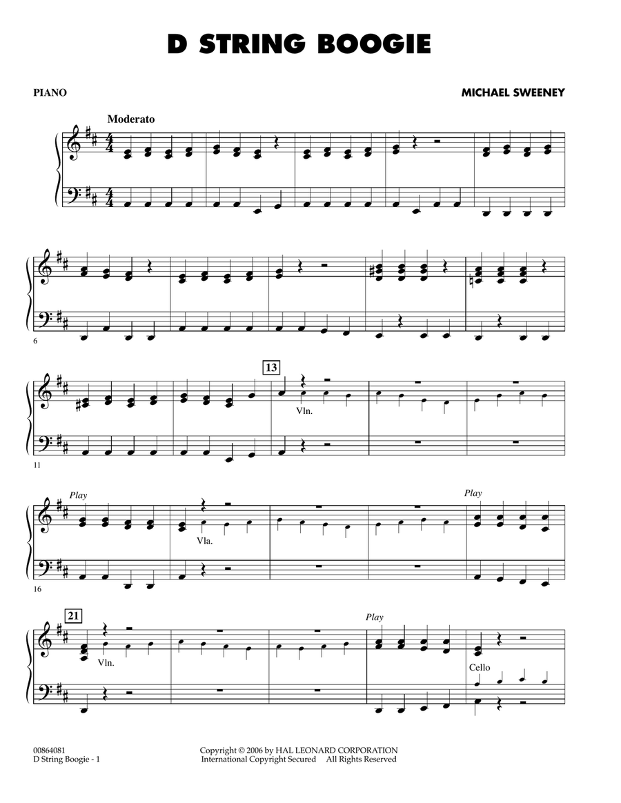 D String Boogie - Piano Orchestra scores gallery preview page 1