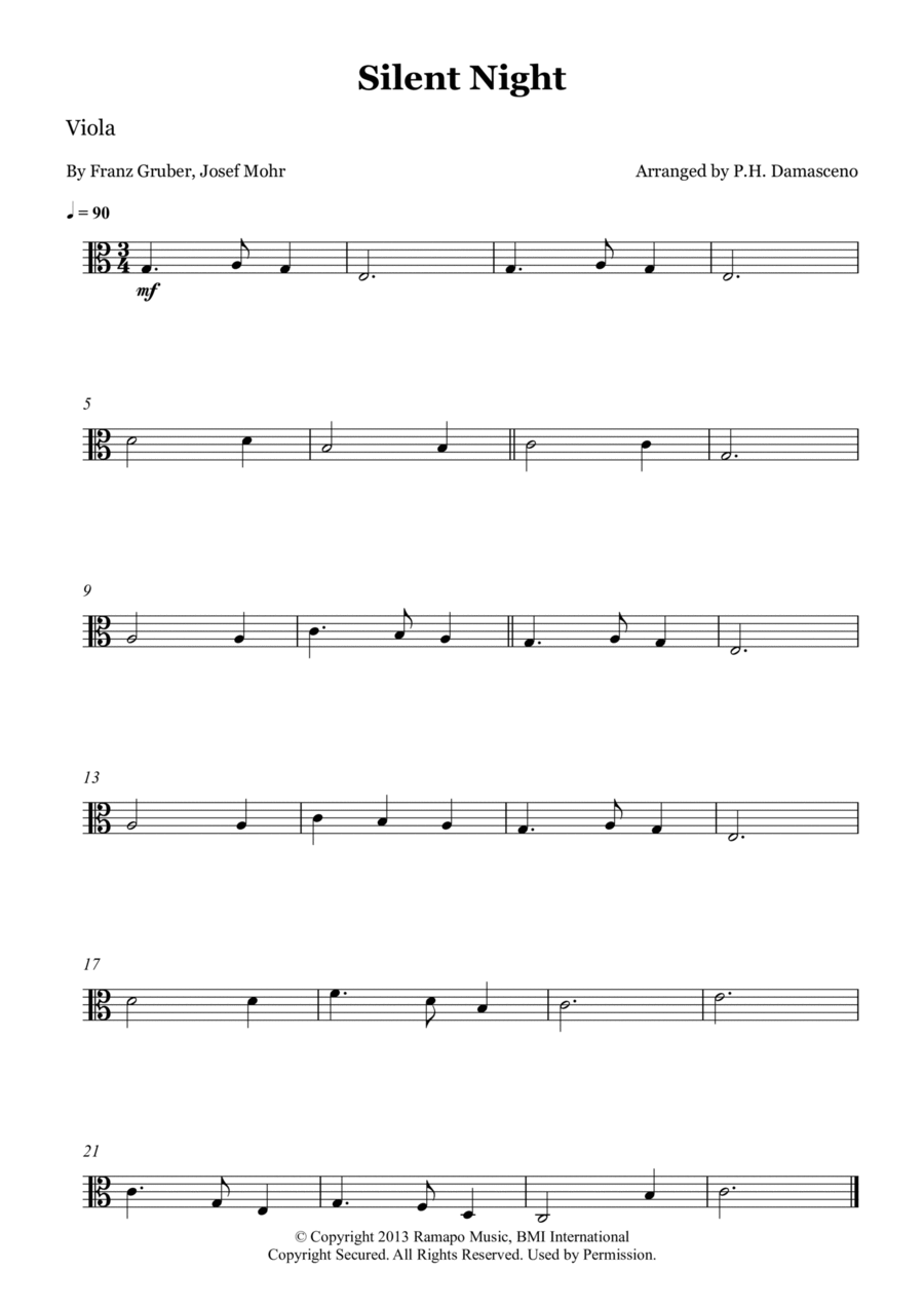 Silent Night Silent Night Viola Solo scores gallery preview page 1