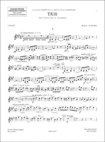 Trio, Pour Violon, Alto Et Violoncelle