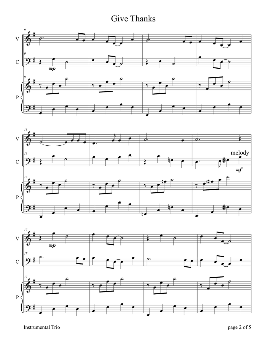 Give Thanks Piano Trio scores gallery preview page 5