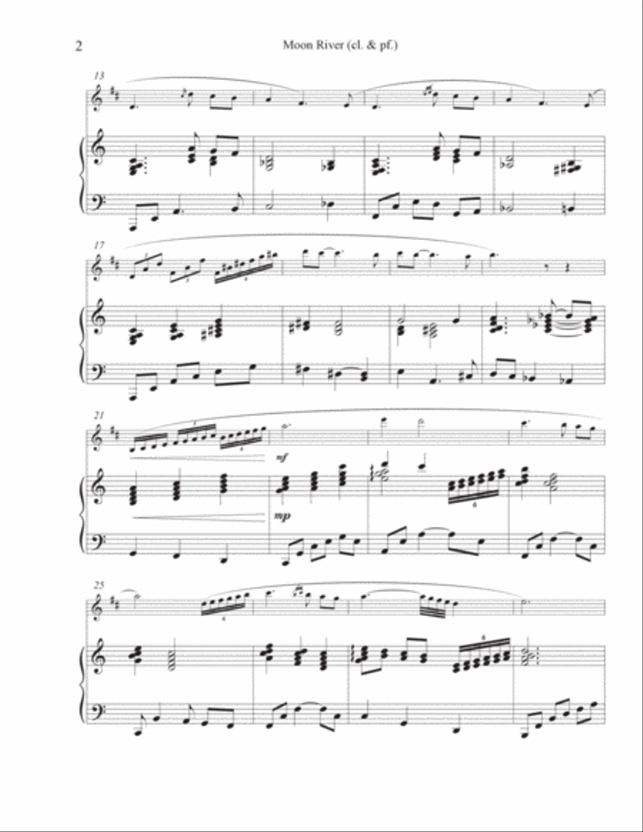 Moon River Clarinet Solo scores gallery preview page 6