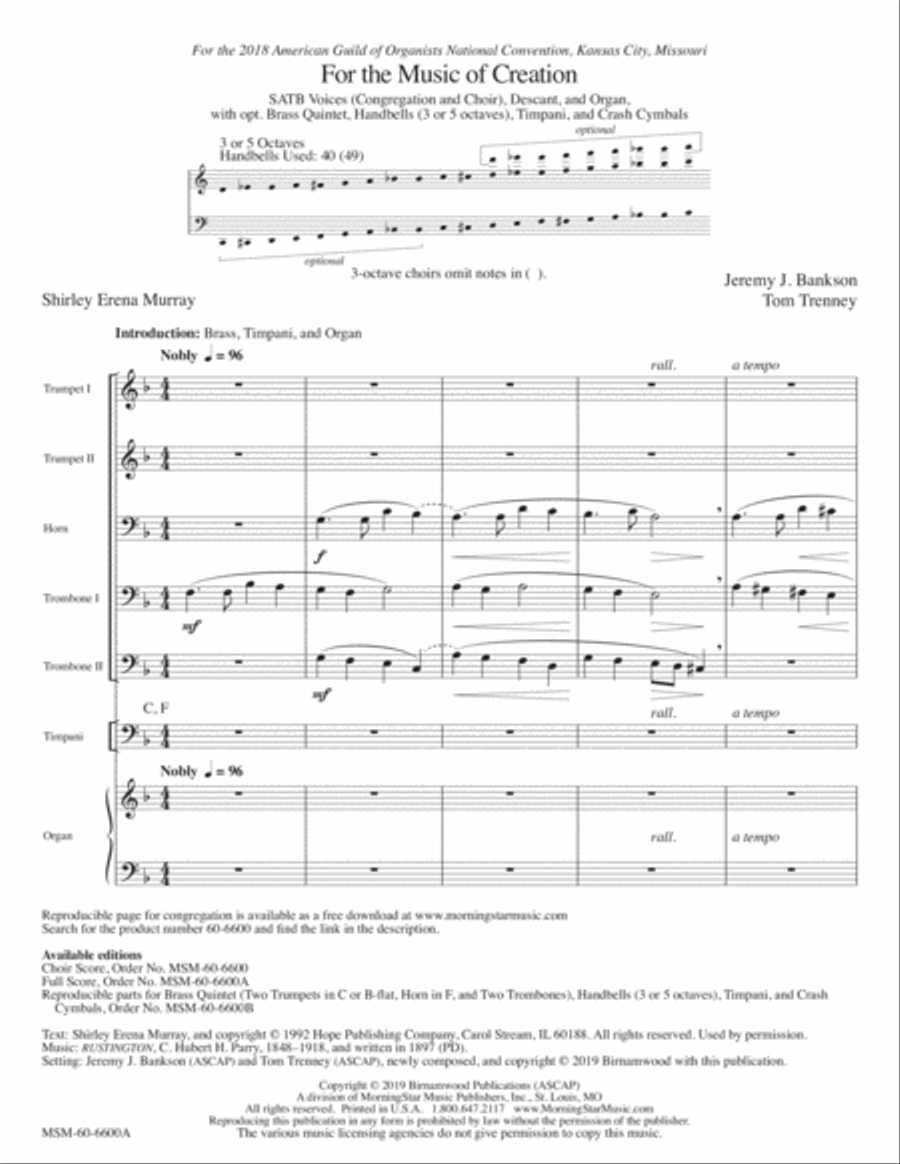 For the Music of Creation Choir scores gallery preview page 1