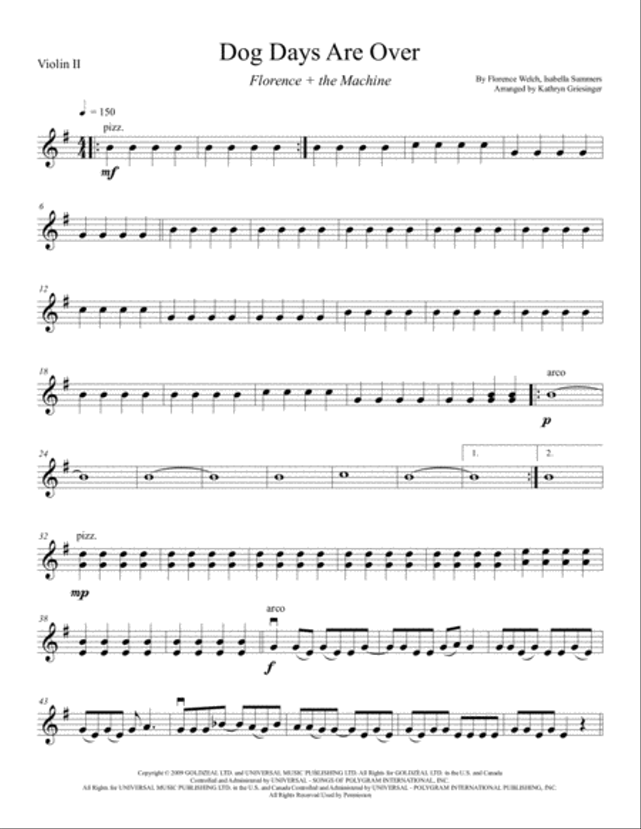 Dog Days Are Over String Quartet scores gallery preview page 3