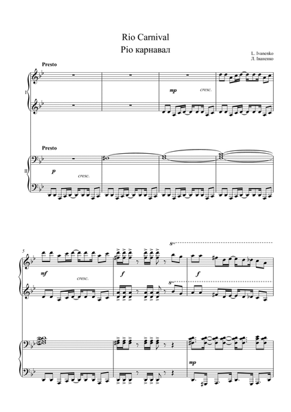 Rio Carnival (piano ensemble for 4 Hands) image number null