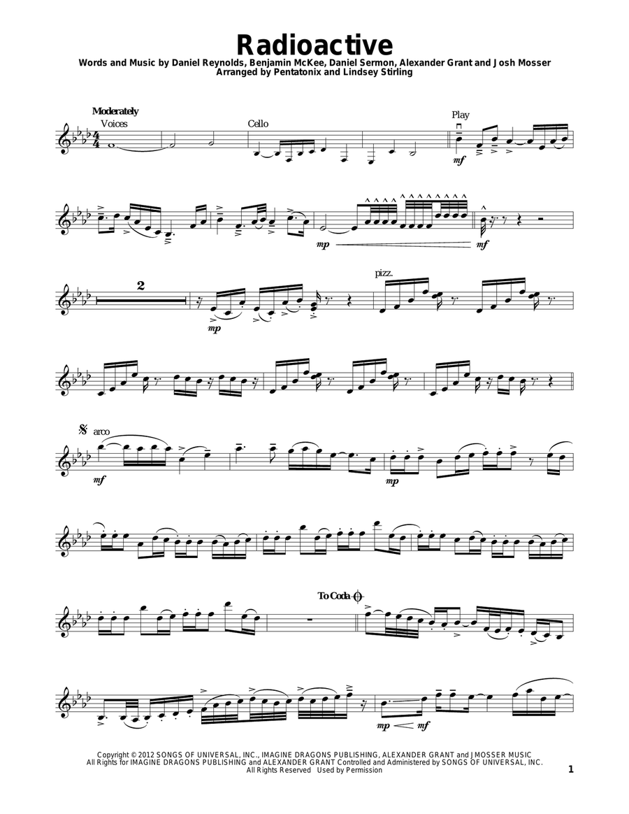 Radioactive Violin Solo scores gallery preview page 1