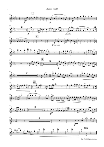Der Mai ist gekommen - German Folk Song - Clarinet Quintet image number null