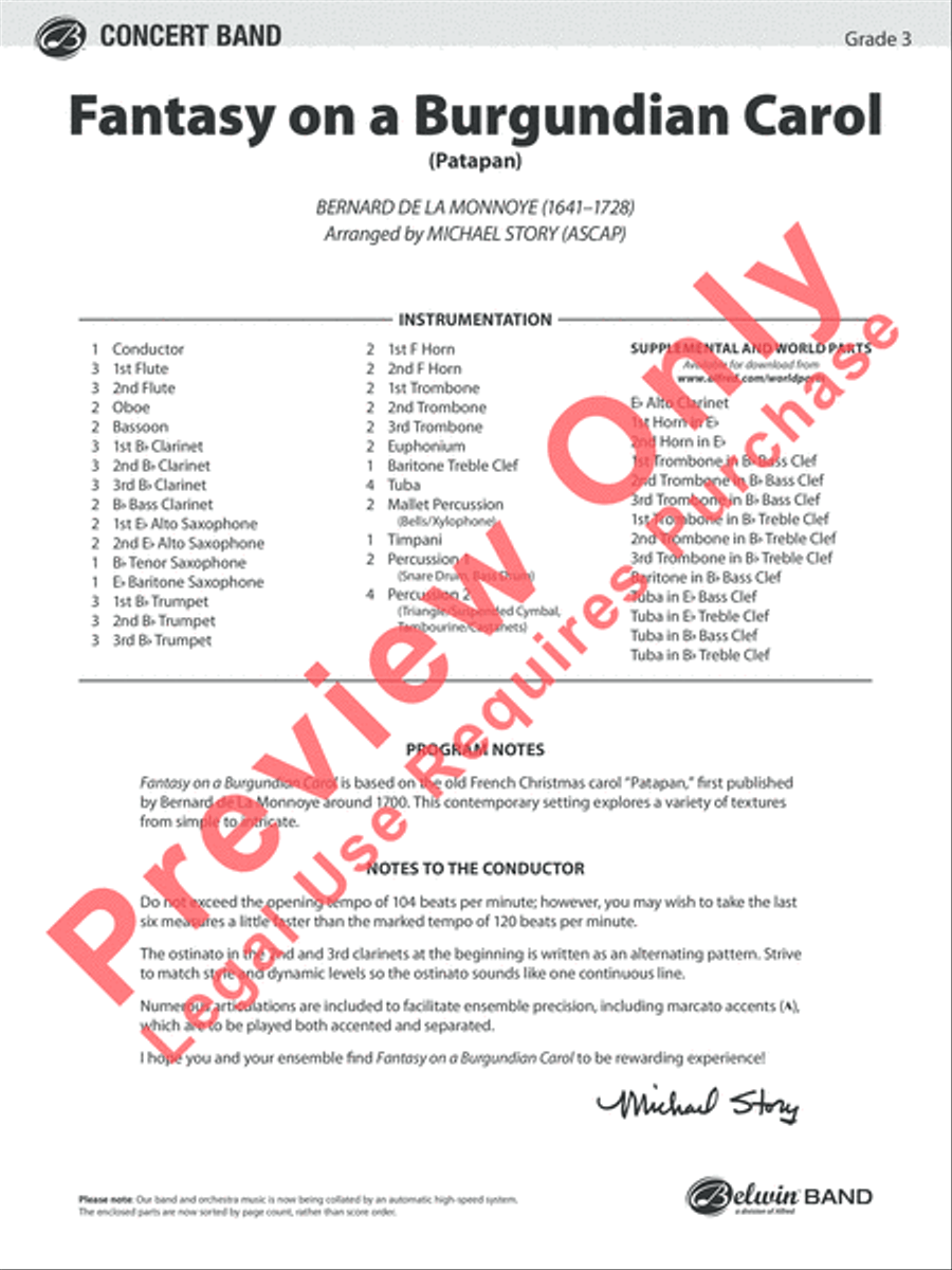 Fantasy on a Burgundian Carol Concert Band scores gallery preview page 2