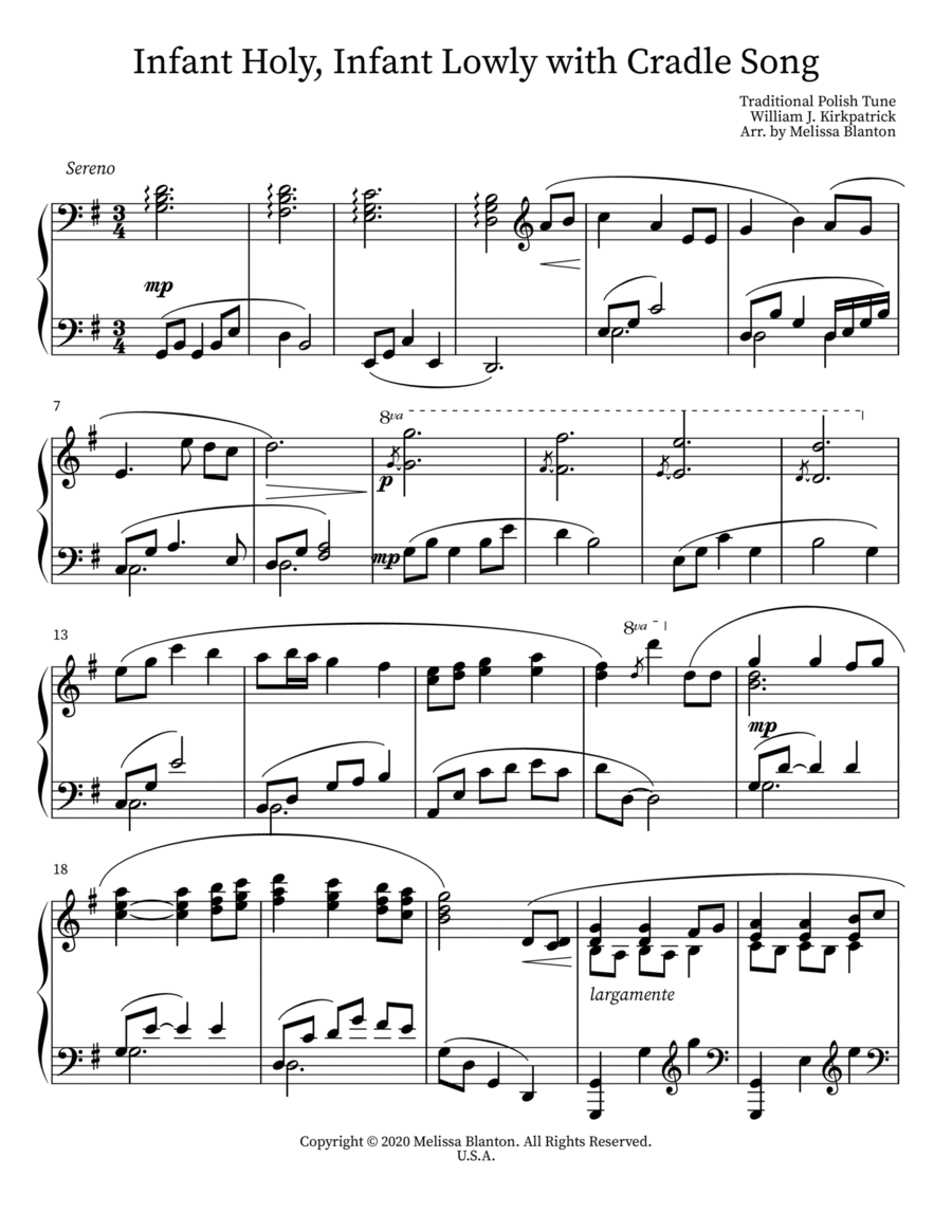 Infant Holy, Infant Lowly with Cradle Song Piano Solo scores gallery preview page 1