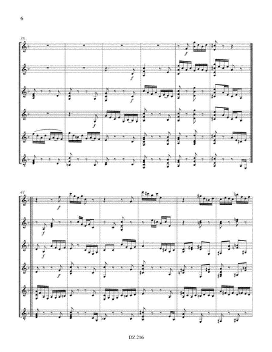 Sextuor, opus 18, no 1 (2e mouv.) Guitar Ensemble scores gallery preview page 6