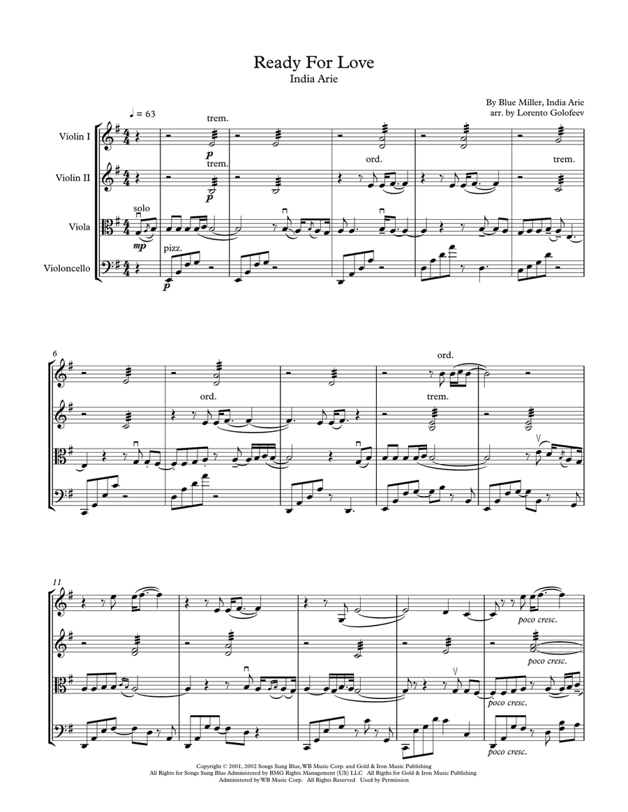 Ready For Love Ready For Love String Quartet scores gallery preview page 1