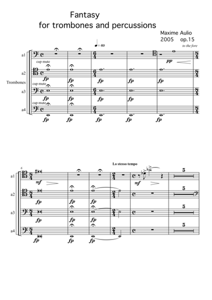 Fantasy for trombones & percussion - set of parts