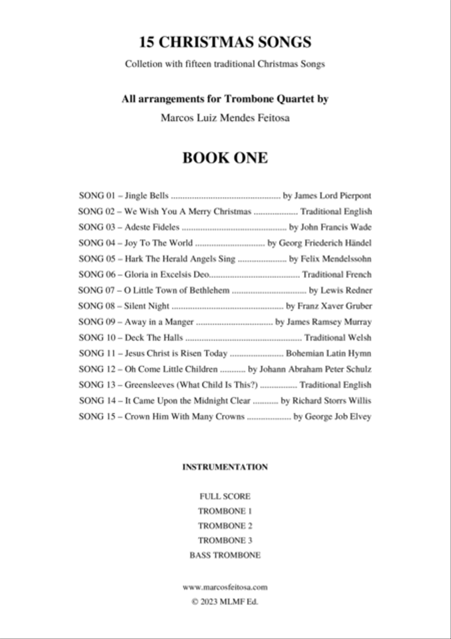 15 Christmas Songs (BOOK 1) - Trombone Quartet Brass Quartet scores gallery preview page 2