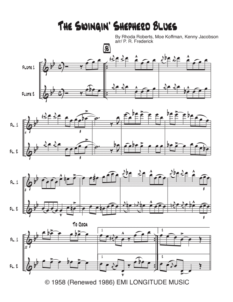 The Swingin' Shepherd Blues Flute Duet scores gallery preview page 1