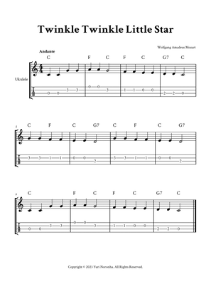 Twinkle Twinkle Little Star - For Ukulele (C Major - with TAB and Chords)