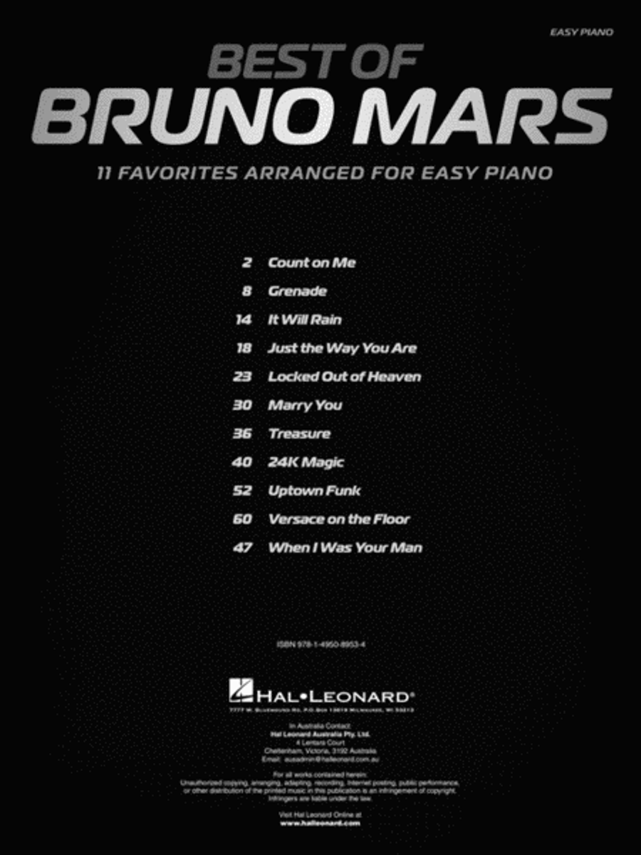 Best of Bruno Mars Easy Piano scores gallery preview page 2