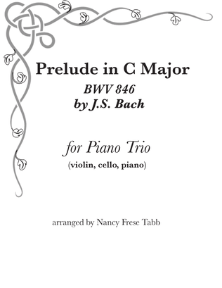 Book cover for Bach Prelude in C Major (BWV 846) for Piano Trio (violin, cello, piano)