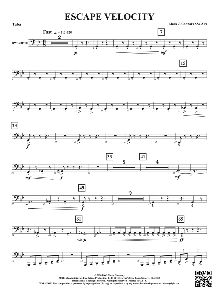 Escape Velocity: Tuba Tuba scores gallery preview page 1