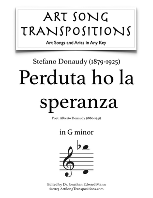Book cover for DONAUDY: Perduta ho la speranza (transposed to G minor)