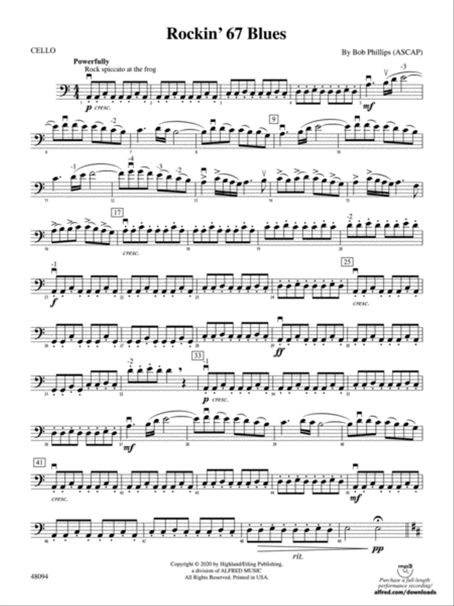 Rockin' 67 Blues: Cello String Orchestra scores gallery preview page 1