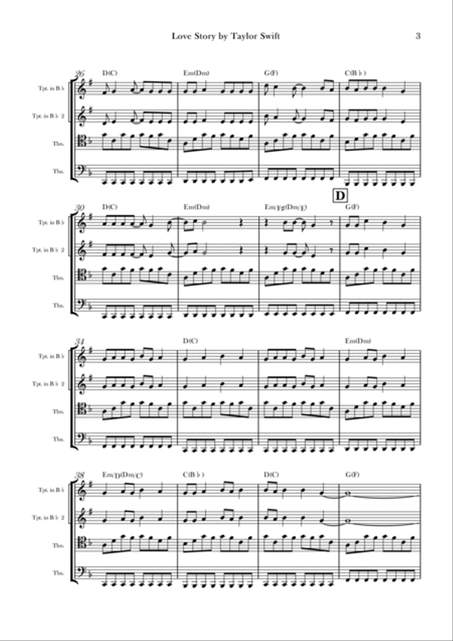 Love Story Brass Quartet scores gallery preview page 3
