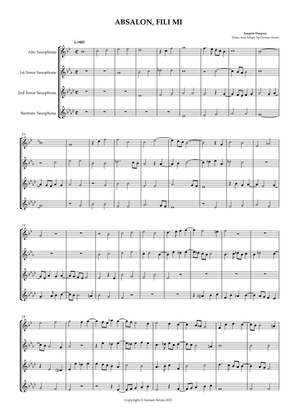 ABSALON, FILI MI - Josquin Desprez - for Saxophone Quartet - Score and Parts