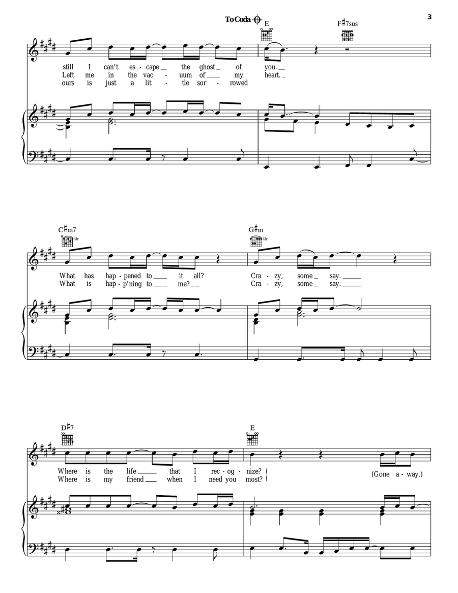 Ordinary World Piano, Vocal, Guitar scores gallery preview page 3