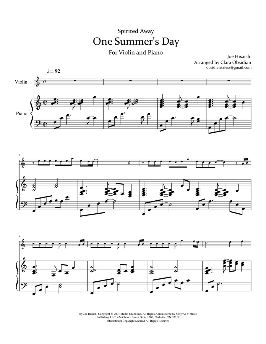 One Summer's Day Violin Solo scores gallery preview page 3