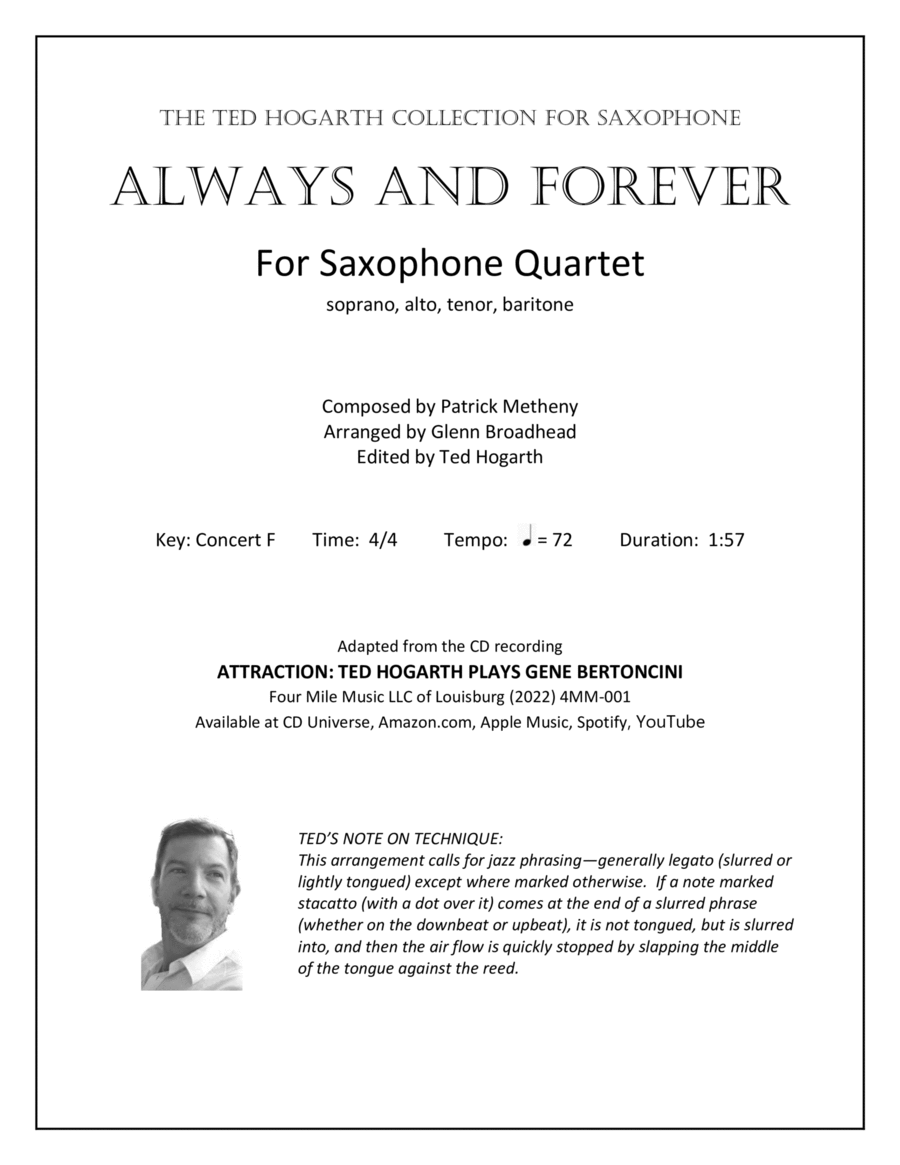 Always And Forever Saxophone Quartet scores gallery preview page 1