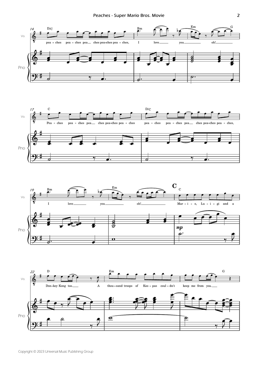 Peaches Piano, Vocal scores gallery preview page 4
