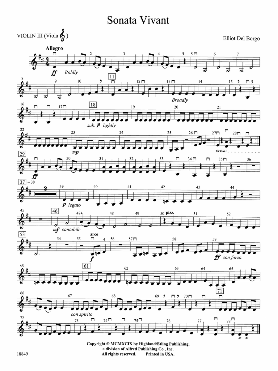 Sonata Vivant: 3rd Violin (Viola [TC])