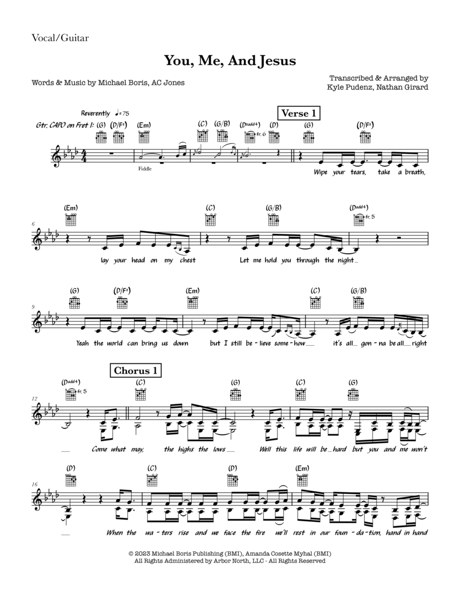 You, Me, and Jesus Acoustic Guitar scores gallery preview page 1