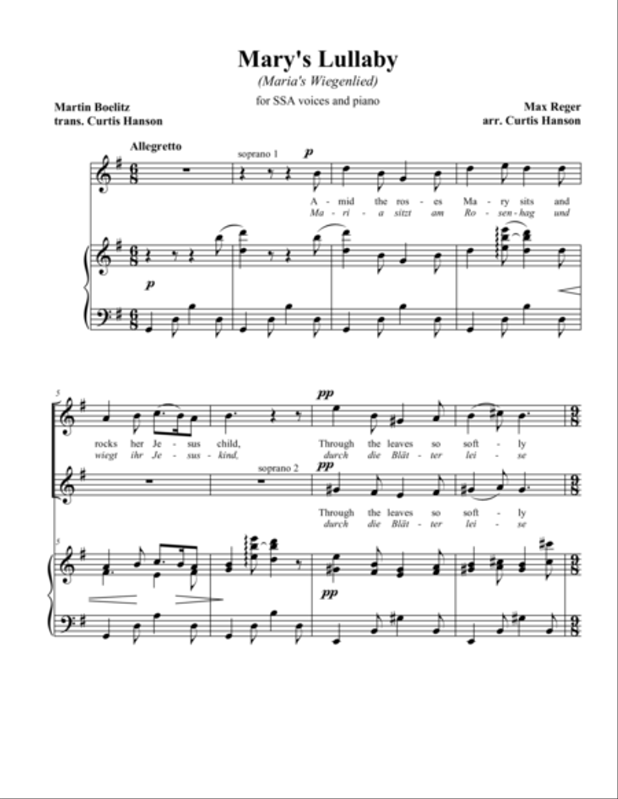 Mary's Lullaby (SSA) SSA scores gallery preview page 1