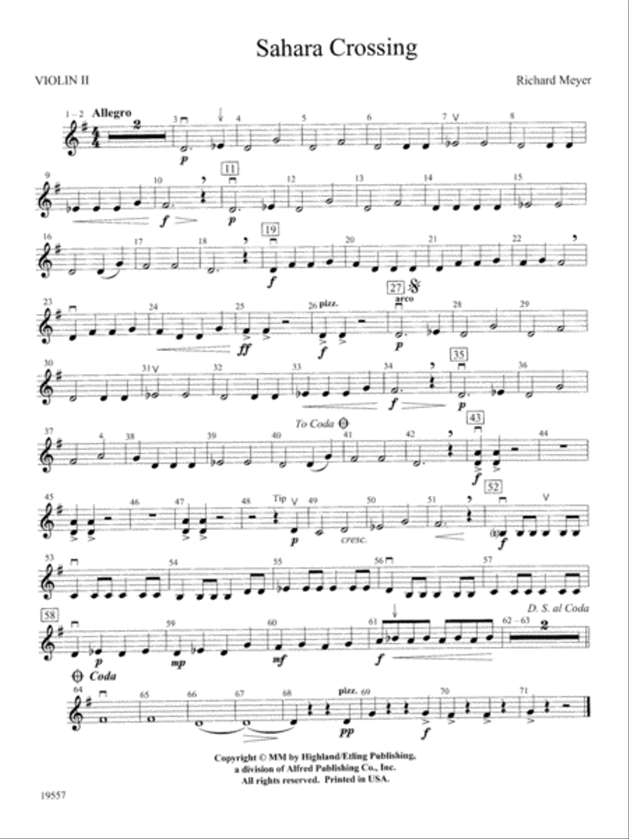 Sahara Crossing: 2nd Violin String Orchestra scores gallery preview page 1
