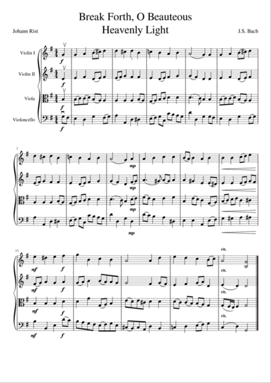 Break Forth, O Beauteous Heavenly Light String Quartet scores gallery preview page 2