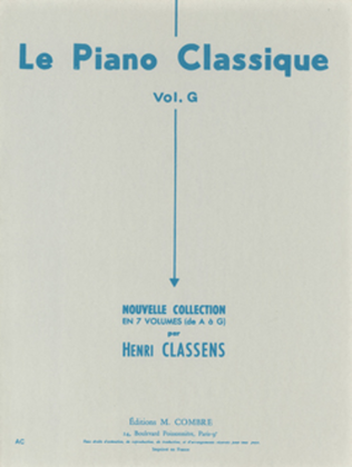 Book cover for Le Piano classique - Volume G