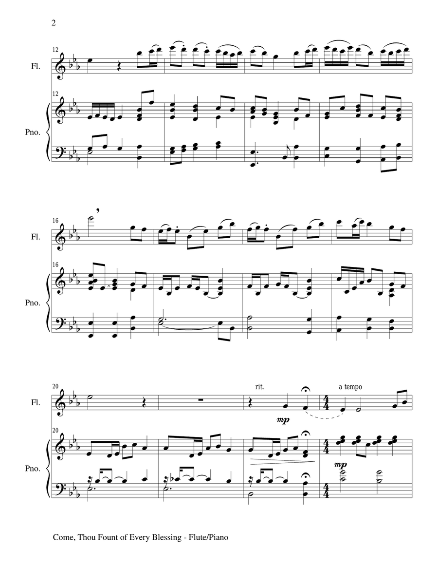 COME, THOU FOUNT OF EVERY BLESSING (Flute/Piano and Flute Part) Flute Solo scores gallery preview page 2