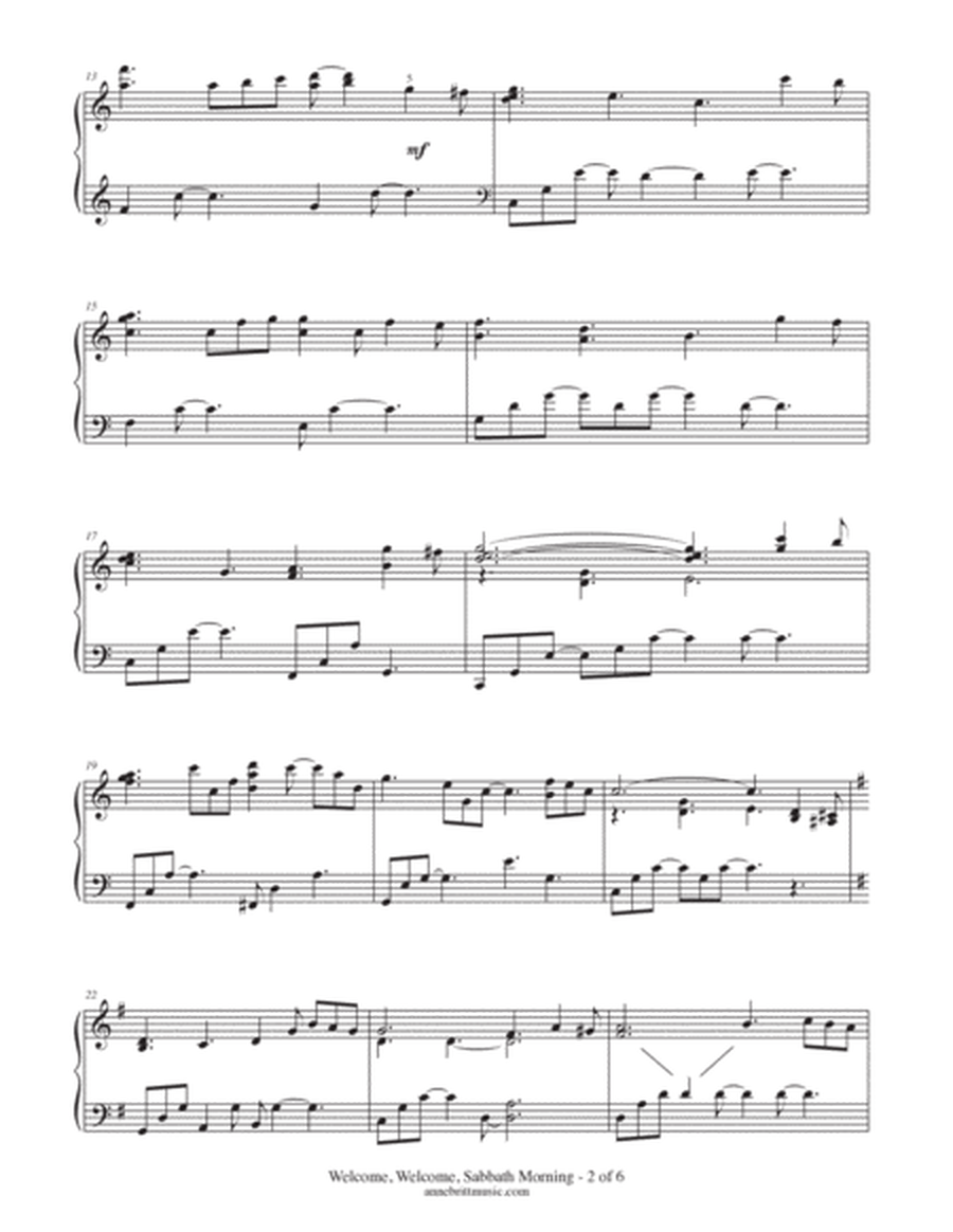Welcome, Welcome, Sabbath Morning (advanced intermediate piano solo) image number null