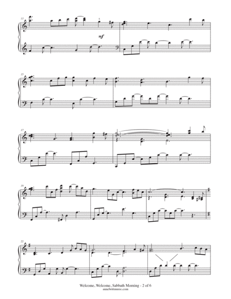 Welcome, Welcome, Sabbath Morning (advanced intermediate piano solo) image number null