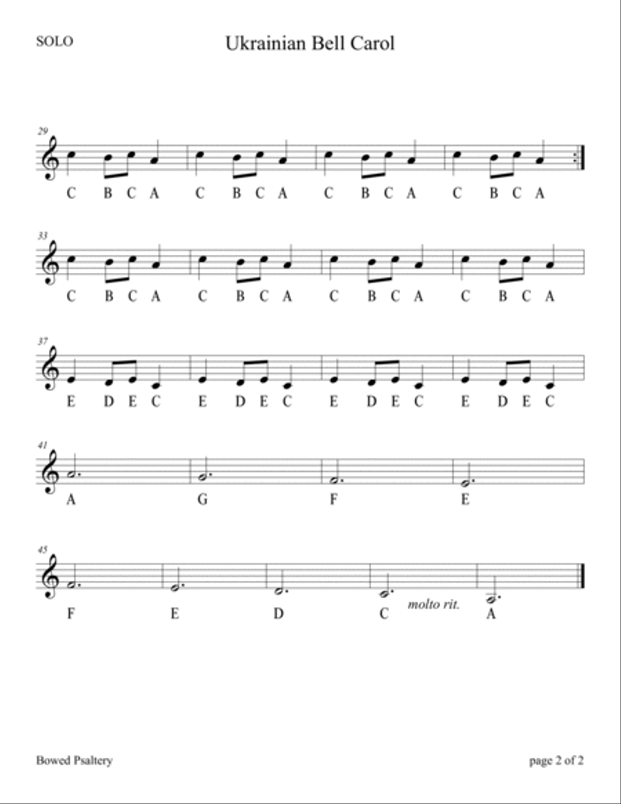 Ukrainian Bell Carol (Easy Bowed Psaltery Solo with Piano Accompaniment) Zither scores gallery preview page 3