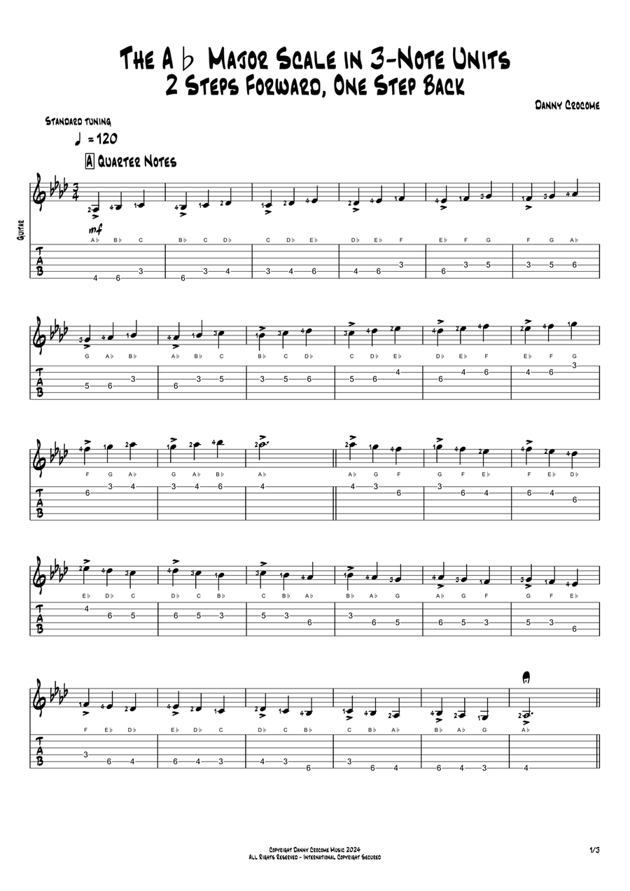 The Ab Major Scale in 3-Note Units (2 Steps Forward, One Step Back)