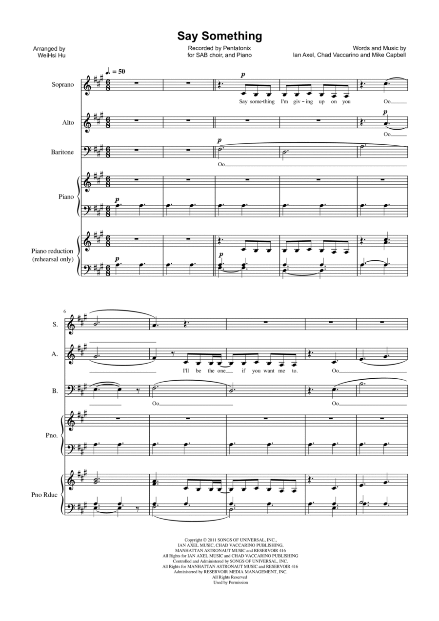 Say Something 3-Part scores gallery preview page 1
